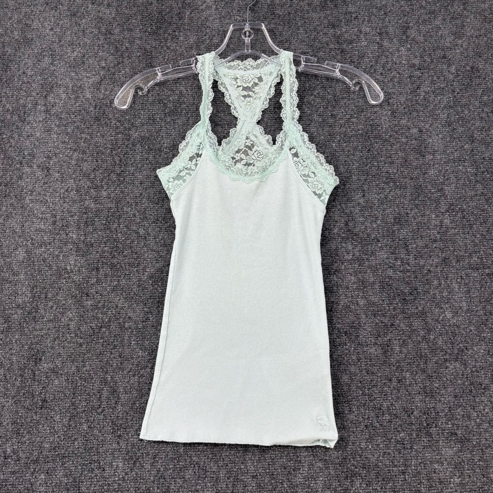 Abercrombie & Fitch Mint Green Lace Racerback Tank Top Women’s XS Y2K